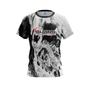 900 Global Marble Black White CoolWick Bowling Jersey