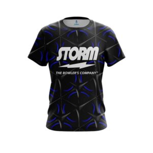 Blue And Black Grid CoolWick Bowling Jersey