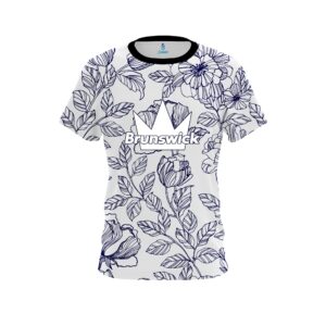 Brunswick Navy Flower Tattoo CoolWick Bowling Jersey