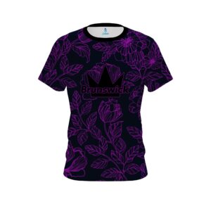 Brunswick Navy and Violet Flower Tattoo CoolWick Bowling Jersey