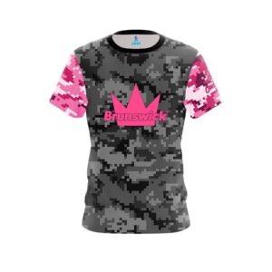 Brunswick Grey Pink Digital Camo CoolWick Bowling Jersey