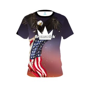 Brunswick American Eagle Orange Purple CoolWick Bowling Jersey