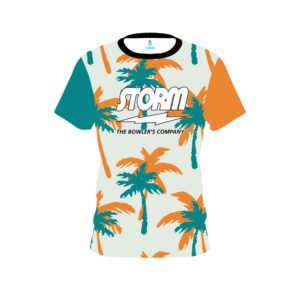 Teal Orange Palm Trees CoolWick Bowling Jersey