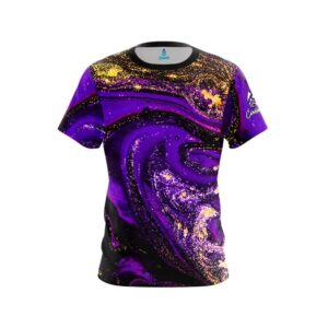 Purple Gold Liquid Marble CoolWick Bowling Jersey
