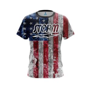 Rustic USA Flag CoolWick Bowling Jersey