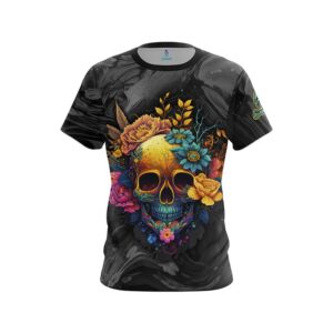 Black White Skullscape CoolWick Bowling Jersey