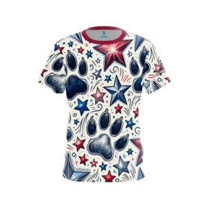 Red White Blue Paw Prints CoolWick Bowling Jersey
