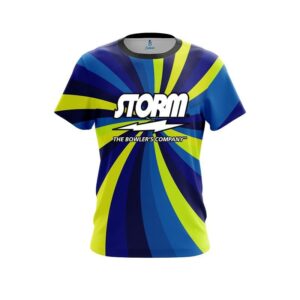 Blue And Yellow Color Swirl CoolWick Bowling Jersey