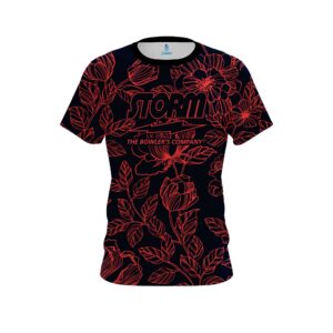Navy Red Flower Tattoo CoolWick Bowling Jersey