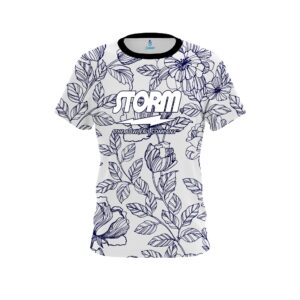 Navy Flower Tattoo CoolWick Bowling Jersey