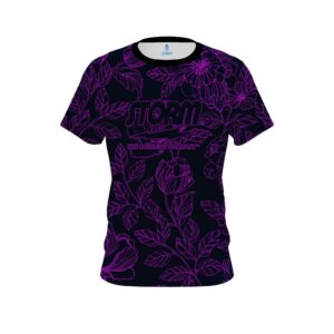 Navy and Violet Flower Tattoo CoolWick Bowling Jersey