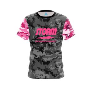 Grey Pink Digital Camo CoolWick Bowling Jersey
