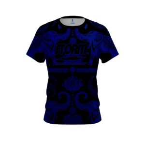 Tribal Elephants Blue and Black CoolWick Bowling Jersey