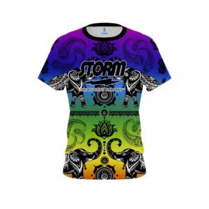 Tribal Elephants Rainbow CoolWick Bowling Jersey