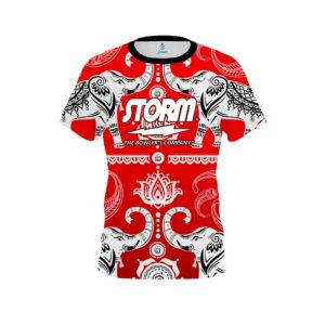 Tribal Elephants Red CoolWick Bowling Jersey